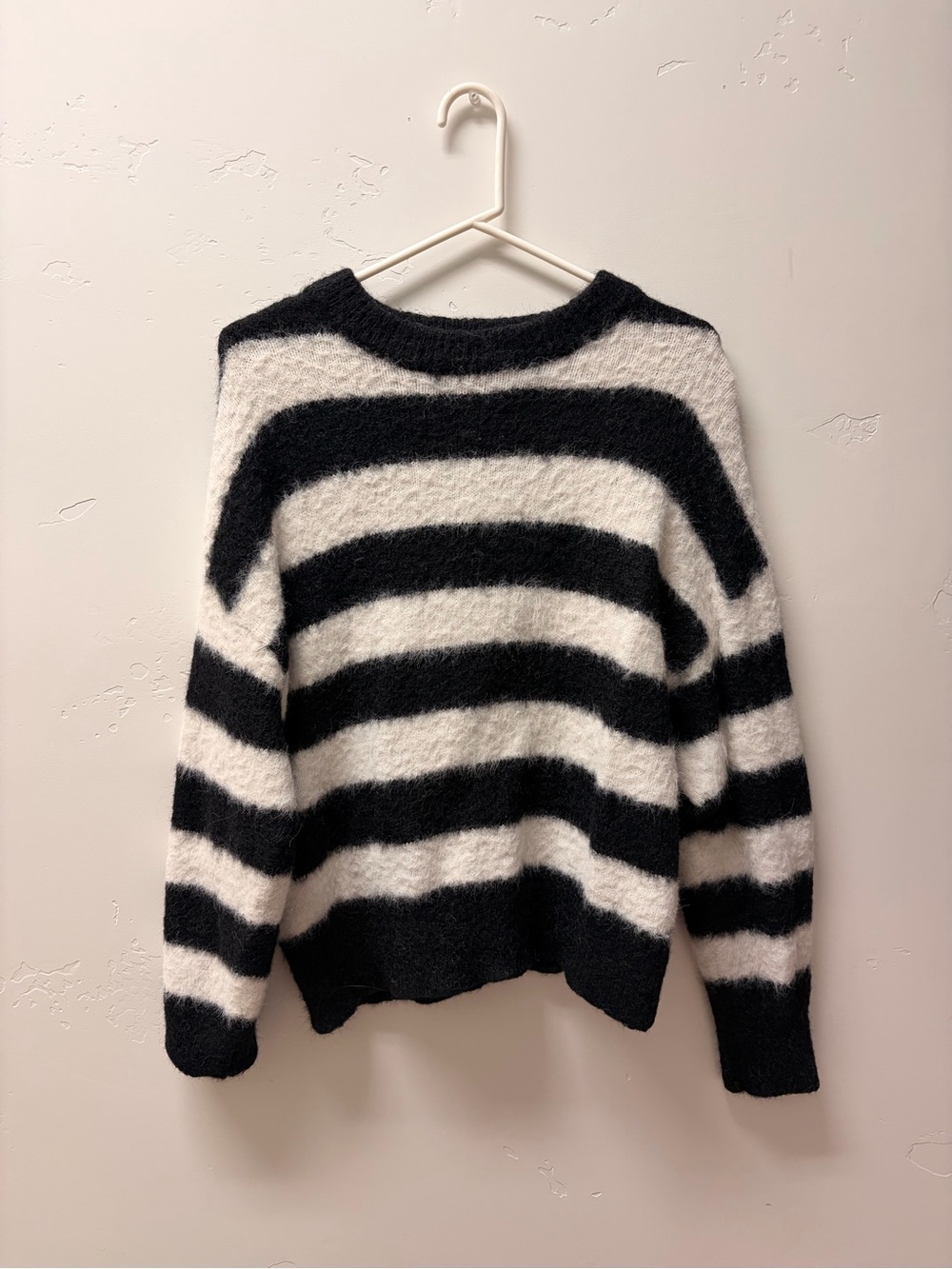 a new day Black and White Striped Crewneck Sweater